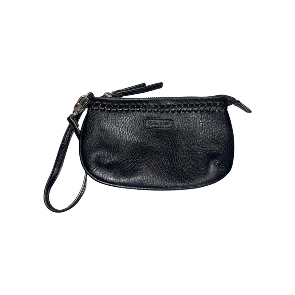 Bebe Genuine Leather Black Wristlet Wallet Mini‎ Bag